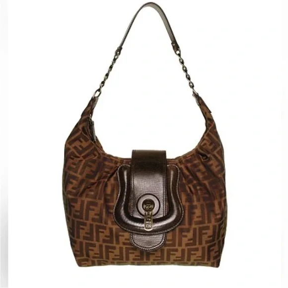 🖤 FENDI Zucca Borsa B Hobo Bag Made In ITALY Authentic! - Picture 16 of 16